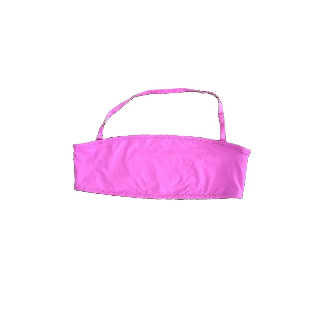 SKIMS Recycled Swim Bandeau Bikini Top Womens L Pink Taffy Removable Strap